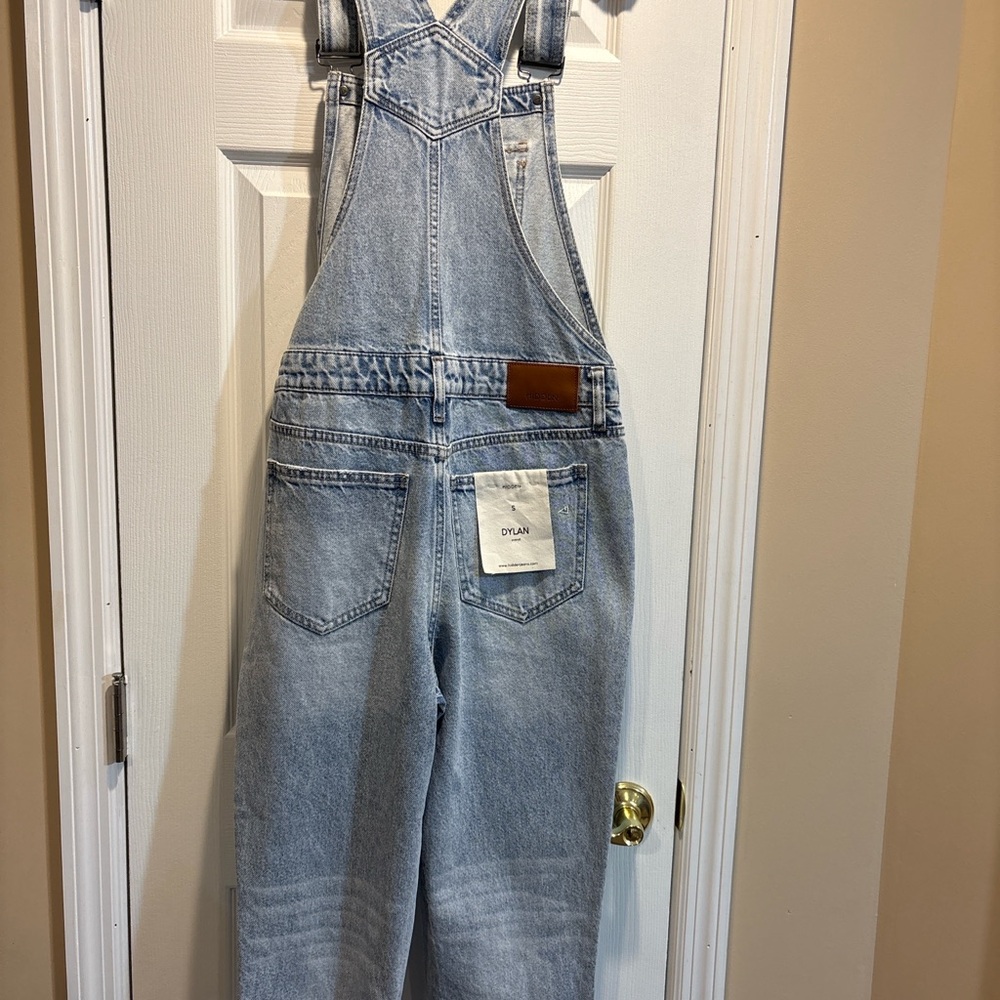 Light Wash Denim Overalls with Distressed Knees - Picture 6 of 8